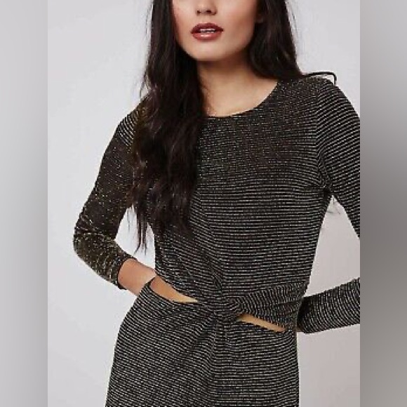 Topshop Stripe Glitter Cutout Dress - Picture 3 of 10